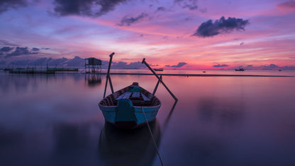 Boat on Sea at Sunset Photograph Print 100% Australian Made