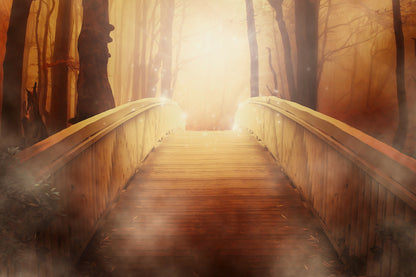 Deep Forest Wooden Bridge Print 100% Australian Made