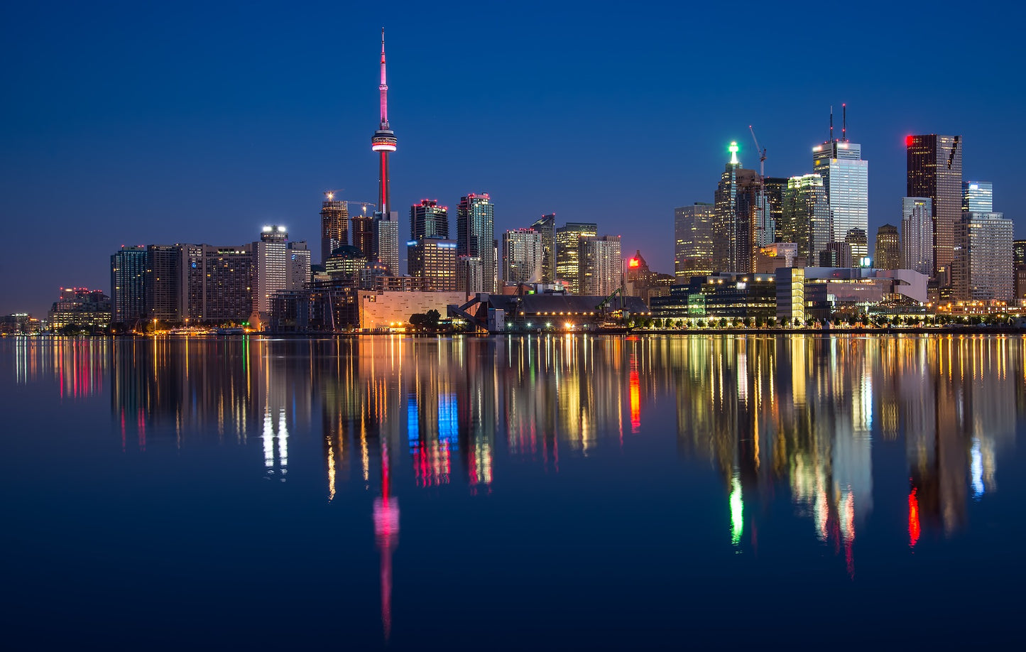 Lake & CIty Buildings Night View Home Decor Premium Quality Poster Print Choose Your Sizes