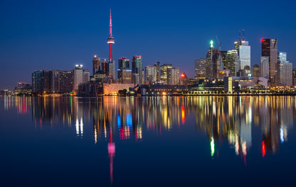 Lake & CIty Buildings Night View Print 100% Australian Made
