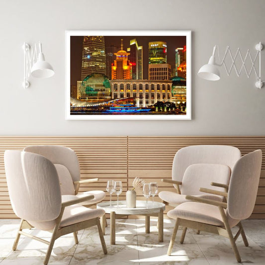 Buildings Night Lights Colorful Home Decor Premium Quality Poster Print Choose Your Sizes
