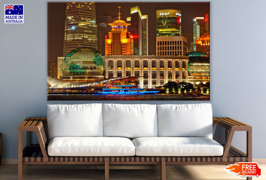 Buildings Night Lights Colorful Print 100% Australian Made