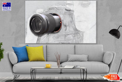 Camera B&W Painting Print 100% Australian Made