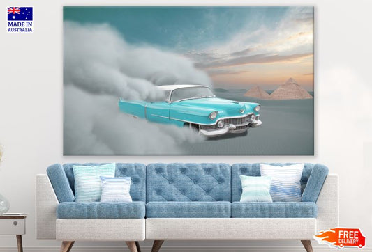 Vintage Blue Car on Desert Photograph Print 100% Australian Made