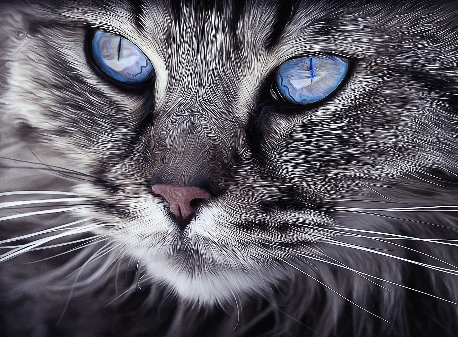 Cat Portrait Oil Painting Home Decor Premium Quality Poster Print Choose Your Sizes