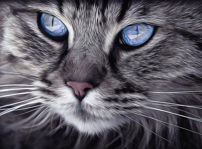 Cat Portrait Oil Painting Home Decor Premium Quality Poster Print Choose Your Sizes