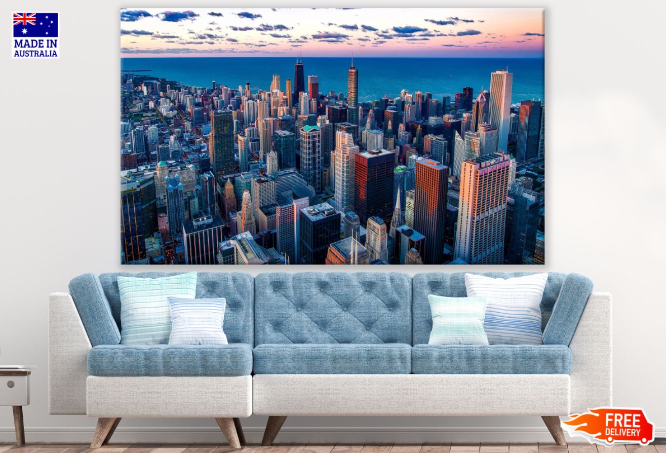 City Buildings Sky View Scenery Print 100% Australian Made