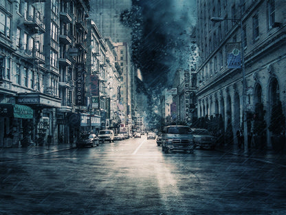 Vehicles on City Smudge Art Print 100% Australian Made