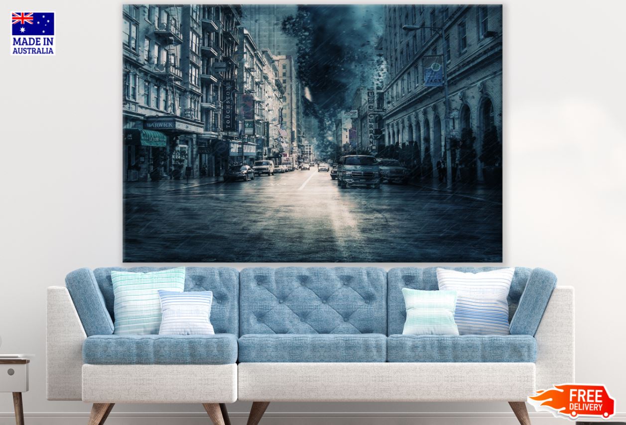 Vehicles on City Smudge Art Print 100% Australian Made