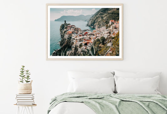 Village on Cliff Near Sea Photograph Home Decor Premium Quality Poster Print Choose Your Sizes