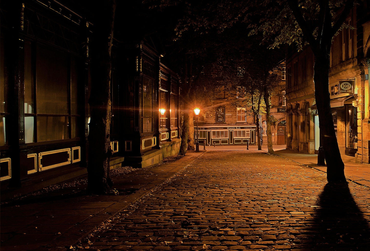 Night Street View with Lights Photograph Print 100% Australian Made