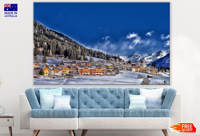Village Covered with Snow Photograph Print 100% Australian Made