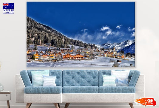 Village Covered with Snow Photograph Print 100% Australian Made