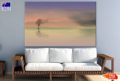 Tree in Misty Lake Scenery Photograph Print 100% Australian Made