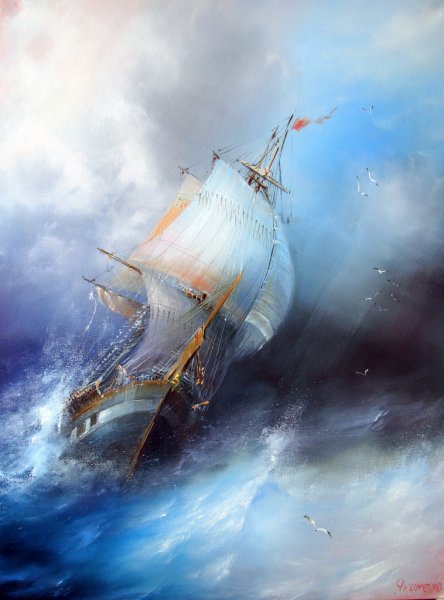 Ship on Rough Sea Watercolor Art Print 100% Australian Made