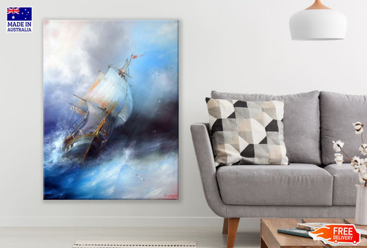 Ship on Rough Sea Watercolor Art Print 100% Australian Made