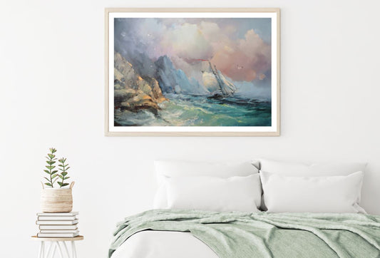 Rough Sea & Ship Watercolor Paint Home Decor Premium Quality Poster Print Choose Your Sizes