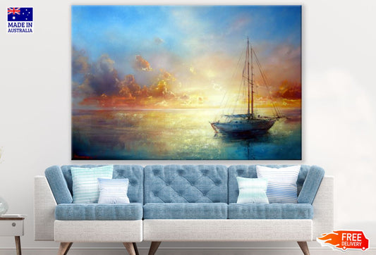 Boat on Lake Watercolor Painting Print 100% Australian Made