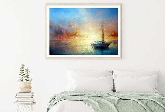 Boat on Lake Watercolor Painting Home Decor Premium Quality Poster Print Choose Your Sizes
