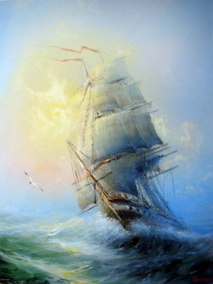 Ship on Rough Sea Watercolor Art Print 100% Australian Made