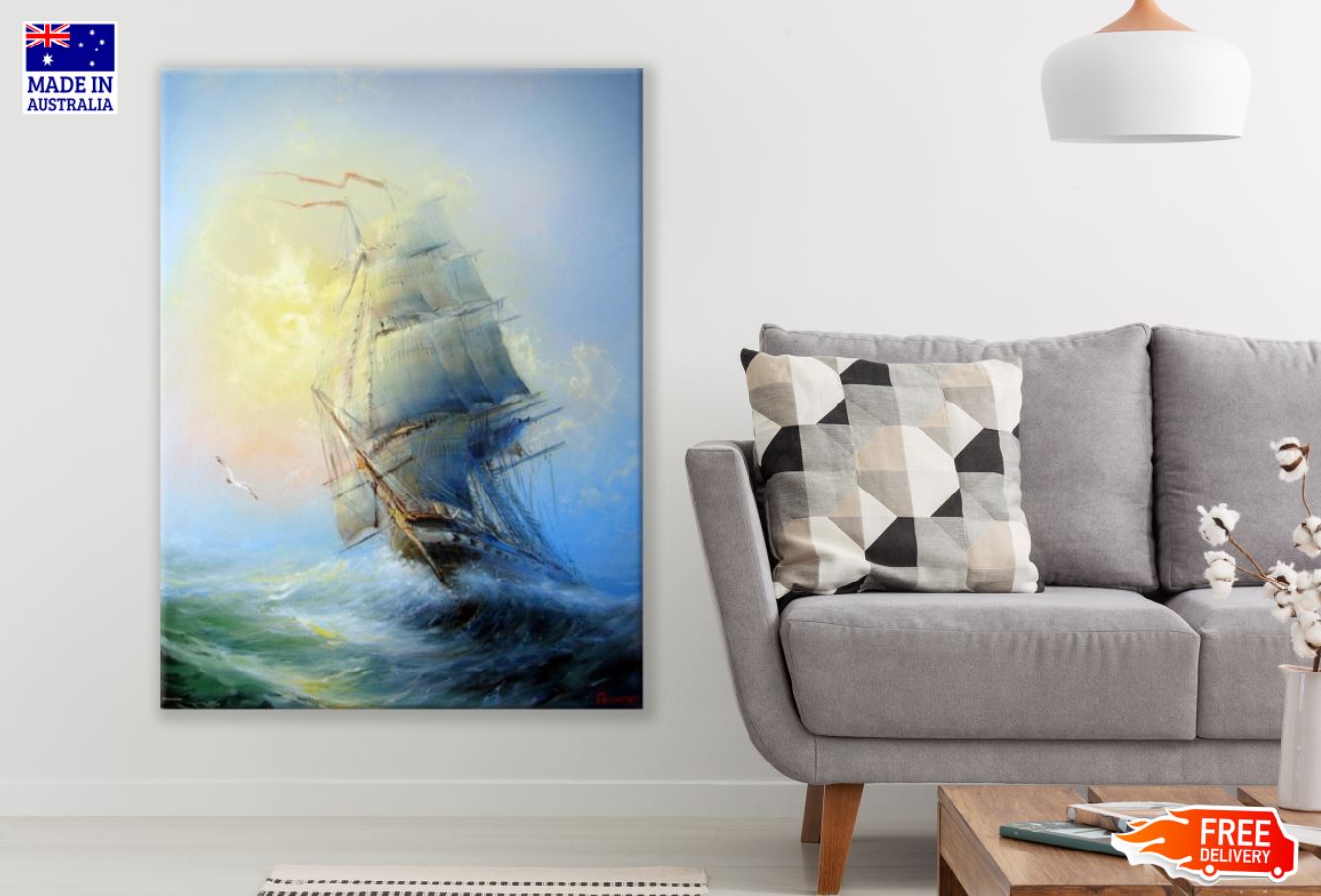 Ship on Rough Sea Watercolor Art Print 100% Australian Made