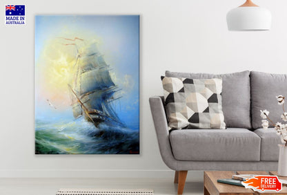 Ship on Rough Sea Watercolor Art Print 100% Australian Made