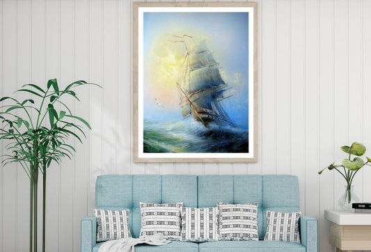 Ship on Rough Sea Watercolor Art Home Decor Premium Quality Poster Print Choose Your Sizes