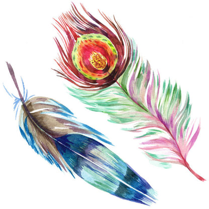 Square Canvas Feathers Watercolor Painting High Quality Print 100% Australian Made