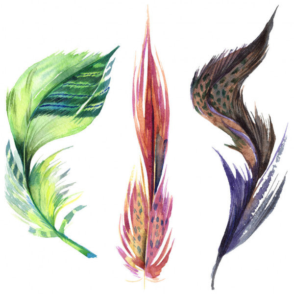 Square Canvas Feathers Watercolor Painting High Quality Print 100% Australian Made