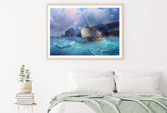 Rough Sea & Ship Watercolor Paint Home Decor Premium Quality Poster Print Choose Your Sizes