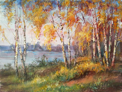 Colorful Forest Near Lake Paint Print 100% Australian Made