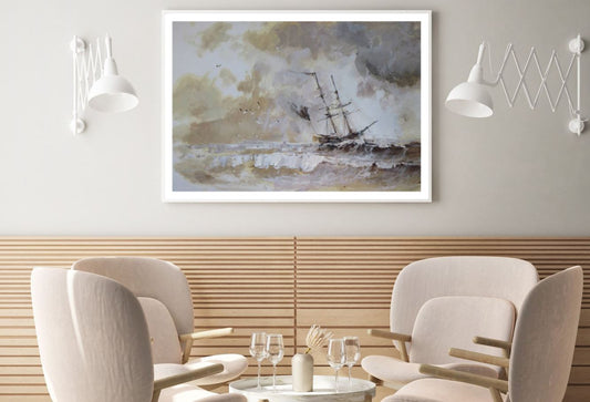 Ship & Rough Sea Watercolor Paint Home Decor Premium Quality Poster Print Choose Your Sizes