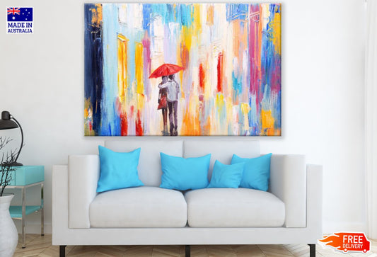 Couple Walking Colorful Abstract Print 100% Australian Made