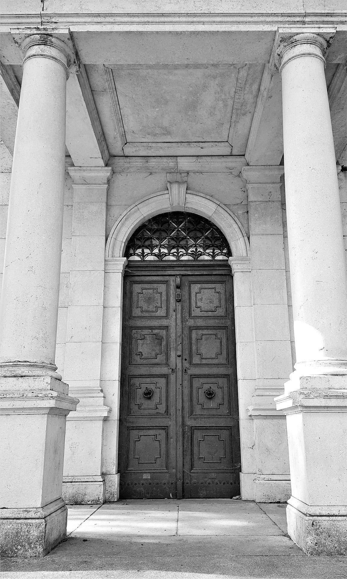 Building Door B&W Photograph Home Decor Premium Quality Poster Print Choose Your Sizes