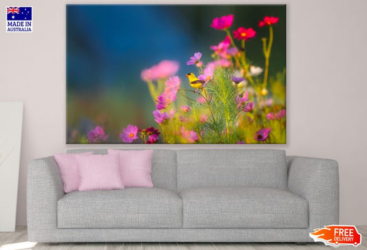 Small Bird on a Colorful Flower Photograph Print 100% Australian Made