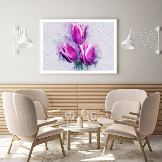 Pink Flowers Watercolor Painting Home Decor Premium Quality Poster Print Choose Your Sizes