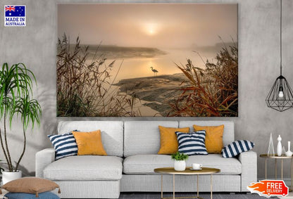 Bird Near Lake at Sunset Photograph Print 100% Australian Made