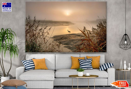 Bird Near Lake at Sunset Photograph Print 100% Australian Made