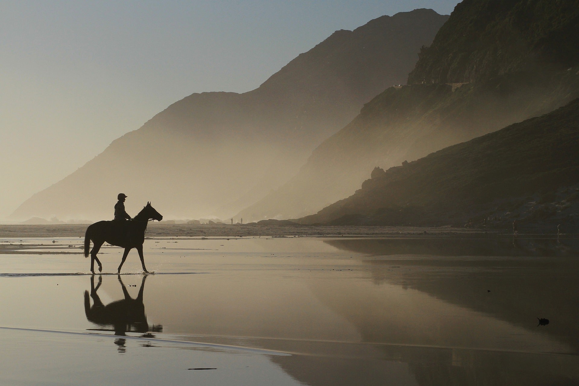 Boy on Horse Near Misty Lake View Print 100% Australian Made