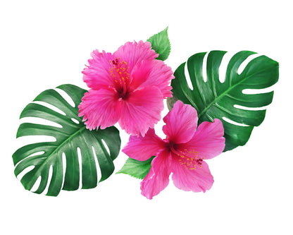 Pink Flowers & Leaves Painting Print 100% Australian Made