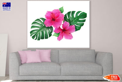 Pink Flowers & Leaves Painting Print 100% Australian Made