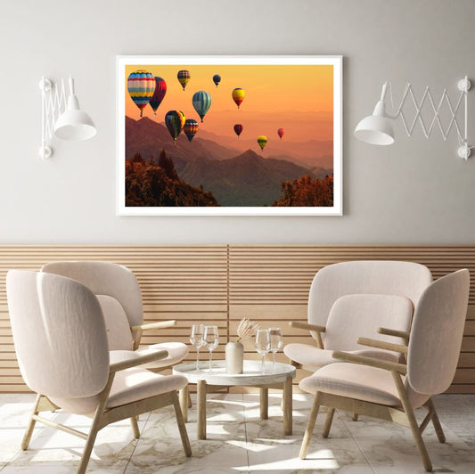 Hot Balloons Over Forest Scenery Home Decor Premium Quality Poster Print Choose Your Sizes