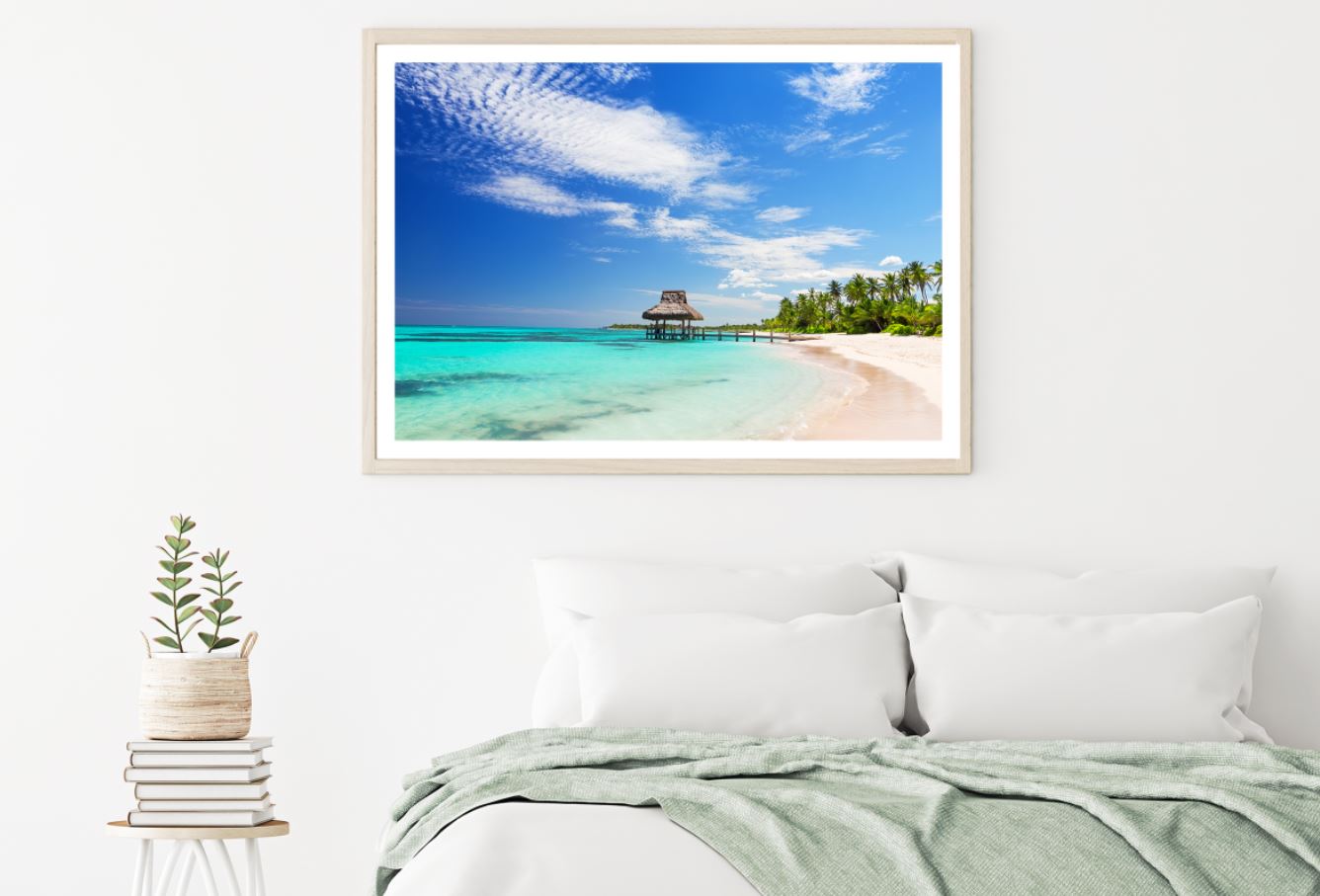 Beach hut on Sea View Photograph Home Decor Premium Quality Poster Print Choose Your Sizes