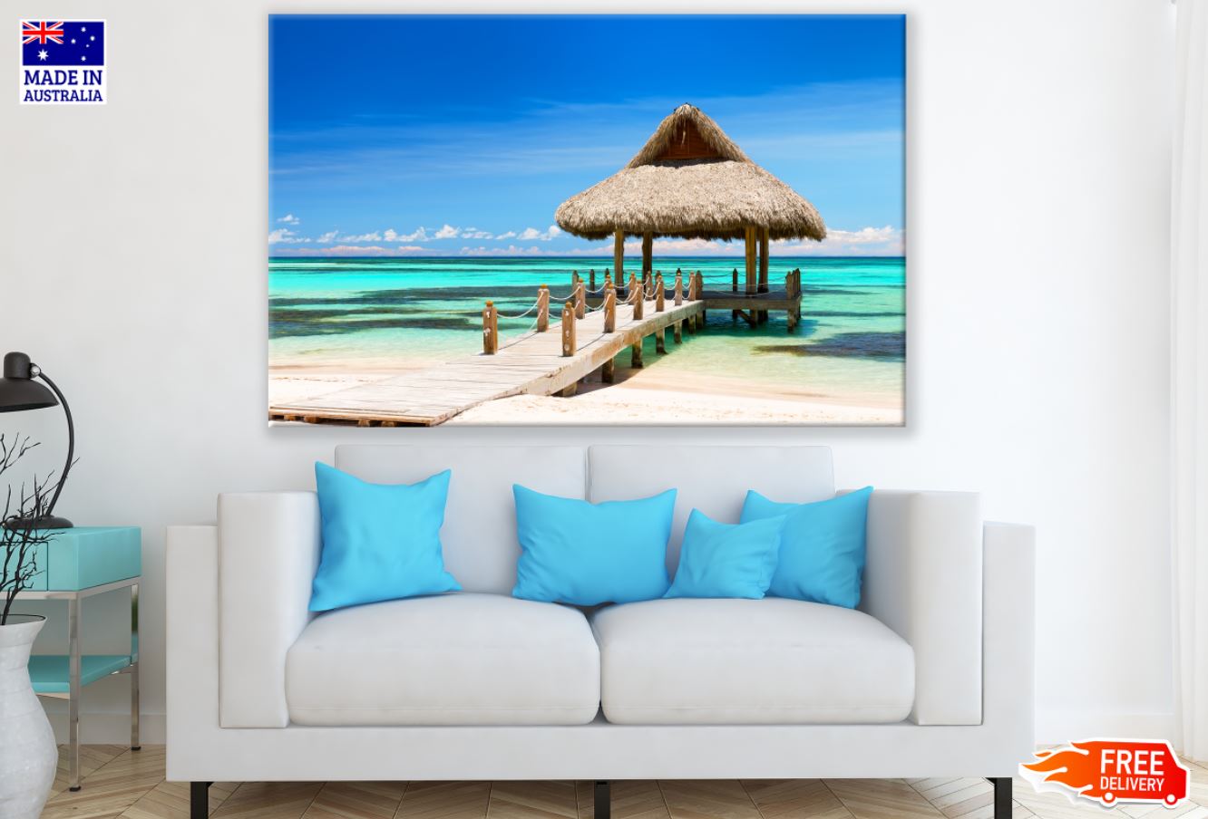 Hut Over Wooden Pier Photograph Print 100% Australian Made
