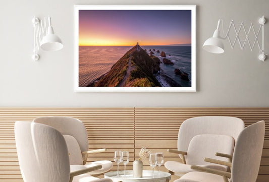 Mountain on Sea Sunset Photograph Home Decor Premium Quality Poster Print Choose Your Sizes
