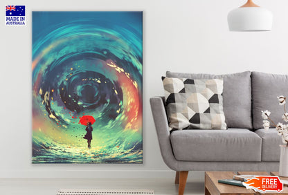 Girl with Umbrella Abstract Paint Print 100% Australian Made