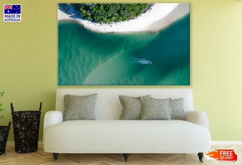 Boat on Sea Aerial View Photograph Print 100% Australian Made