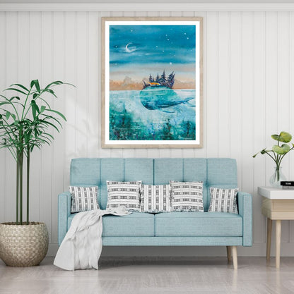 Lake Fish & Forest Painting Home Decor Premium Quality Poster Print Choose Your Sizes