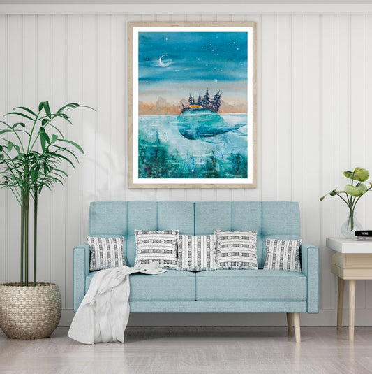 Lake Fish & Forest Painting Home Decor Premium Quality Poster Print Choose Your Sizes