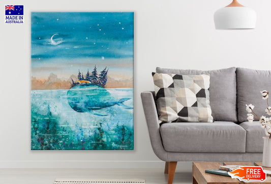Lake Fish & Forest Painting Print 100% Australian Made